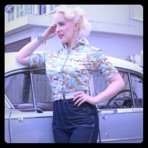 Freddies Of Pinewood Seaside shirt UK 14 EUC